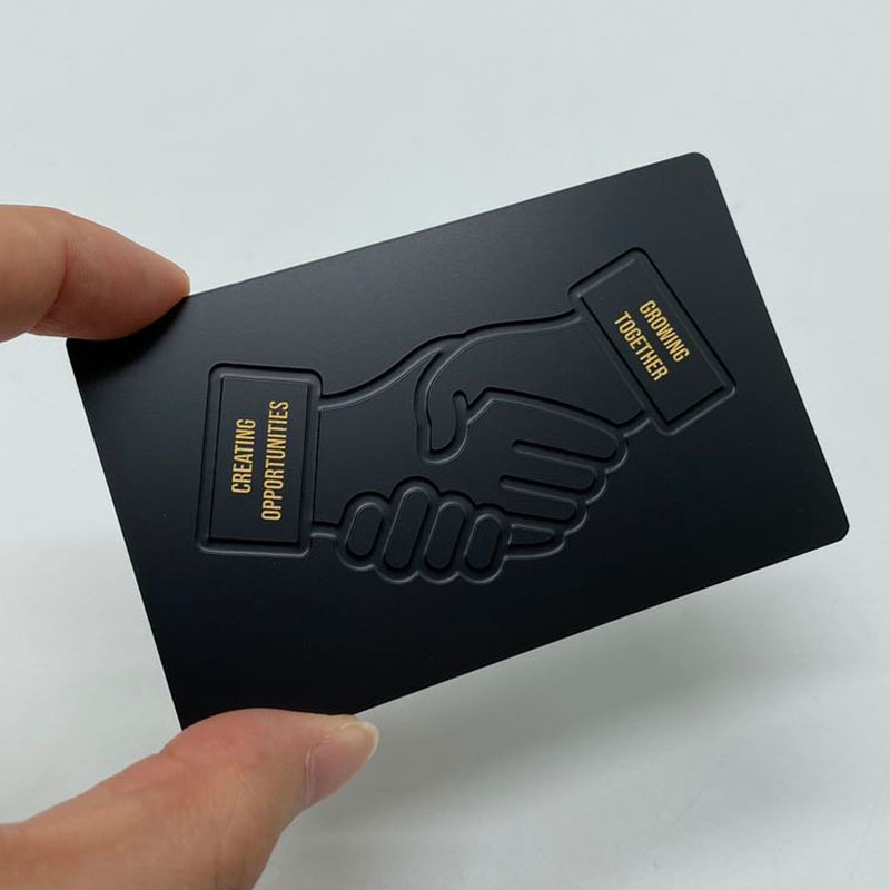 Black metal card with deep engrave