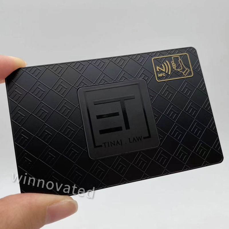 Black NFC metal card with texture